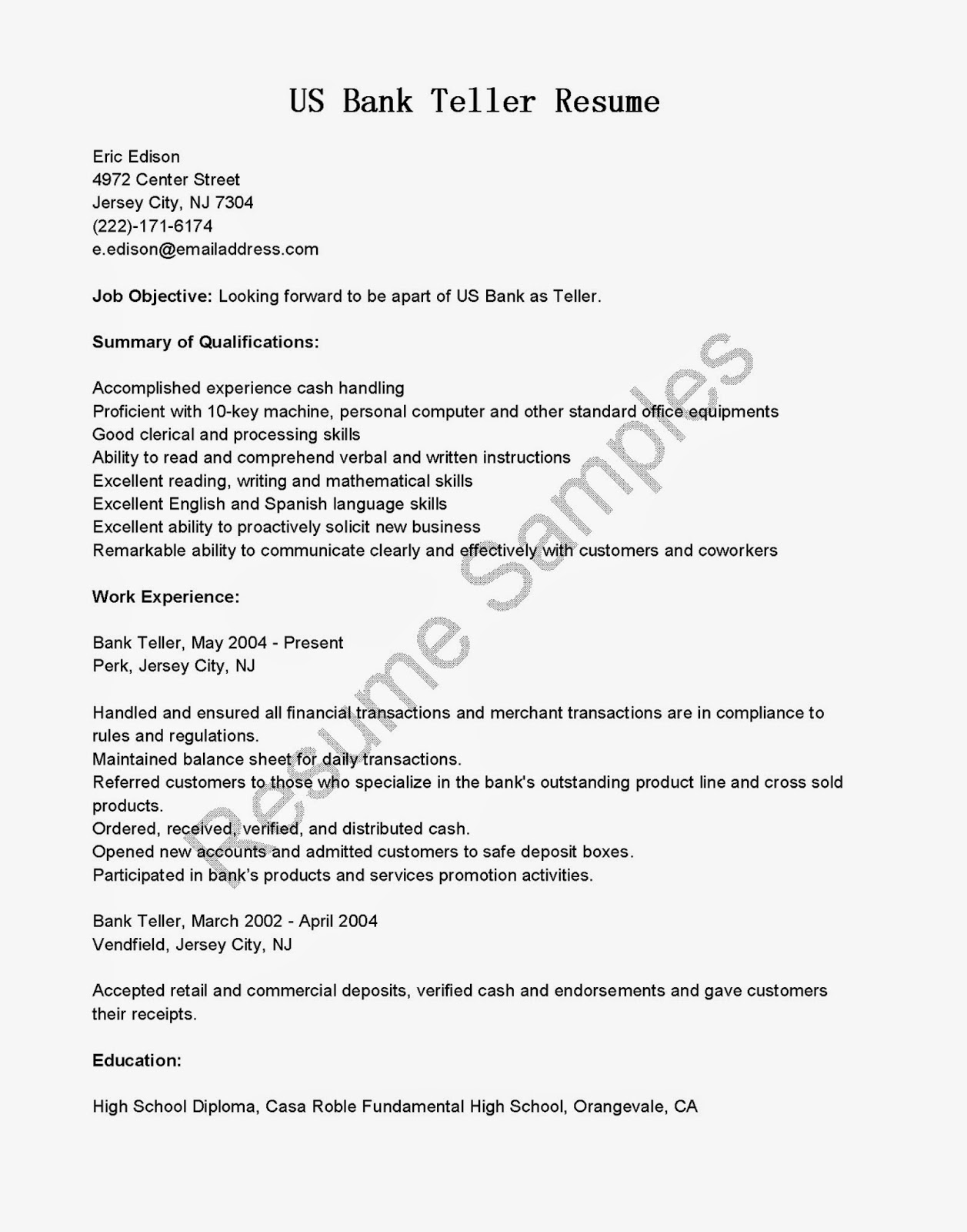 Cover letter bank teller examples